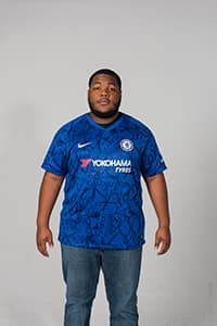 Marcus wearing a size 2XL jersey