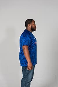 Marcus wearing a size 2XL jersey