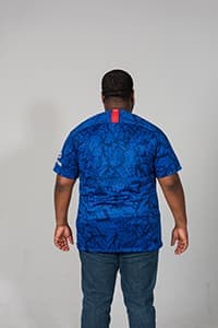 Marcus wearing a size 2XL jersey
